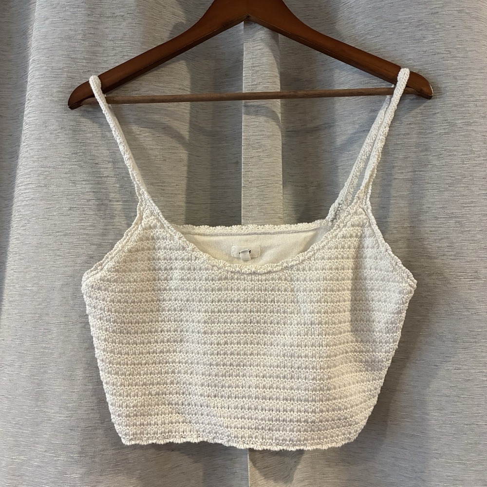 Aerie Summer knit crop top White Beach Preppy Size Large